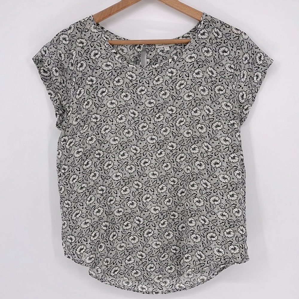 Anne Carson Floral Top Black & White Women’s Size Large